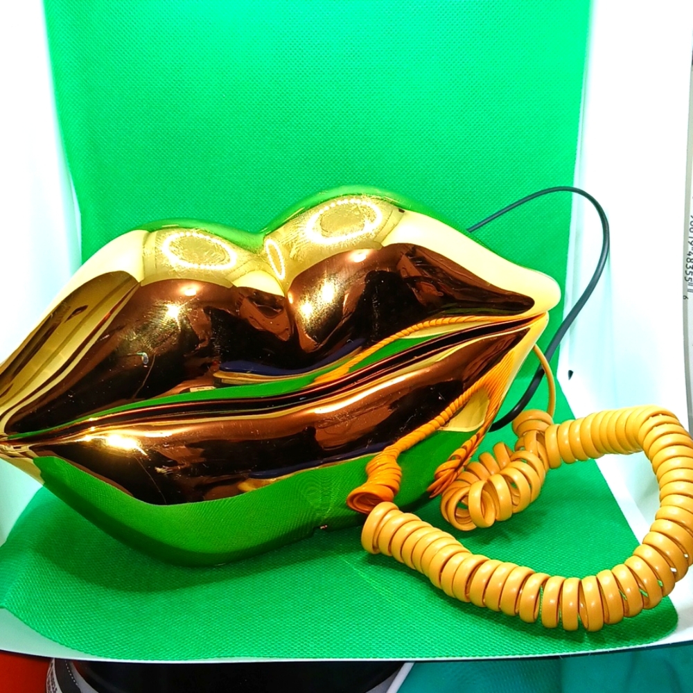 Gold Tone Analog Push Dial Novelty Phone